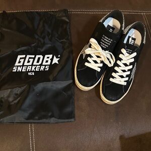 Golden Goose Black Low-Top Sneakers with White Laces